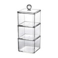 thumbnail image 1 of Vrorvz 3 Tier Acrylic Storage Box with Lid for Cotton Pads Makeup and Hair Accessories Organizer Stackable Large Capacity for Vanity Bathroom or Office Display and Easy Cleaning, 1 of 5