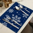 thumbnail image 1 of Vrorvz 4 Pack Placemat Set Christmas Thanksgiving Decorations Festive Design Easy to Clean for Holiday Gatherings Family Dinners or Casual Meals 17.7x11.8in Blue, 1 of 8