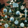 thumbnail image 1 of Vrorvz 60 Pack Christmas Tree Ornaments Indoor Outdoor Decor with Metal Buckles and Hanging Rope Vintage Multi Dimensional Textured Plastic Balls Elegant Holiday Scene Decoration Blue, 1 of 4