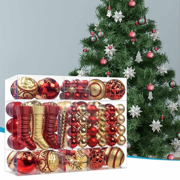 Vrorvz Christmas Decorations Christmas Ornaments Set Christmas Tree Balls Shatterproof 150 Piece Electroplated Ornaments Easy to Hang for Home Holiday Decor Christmas Ornament Set Multicolor