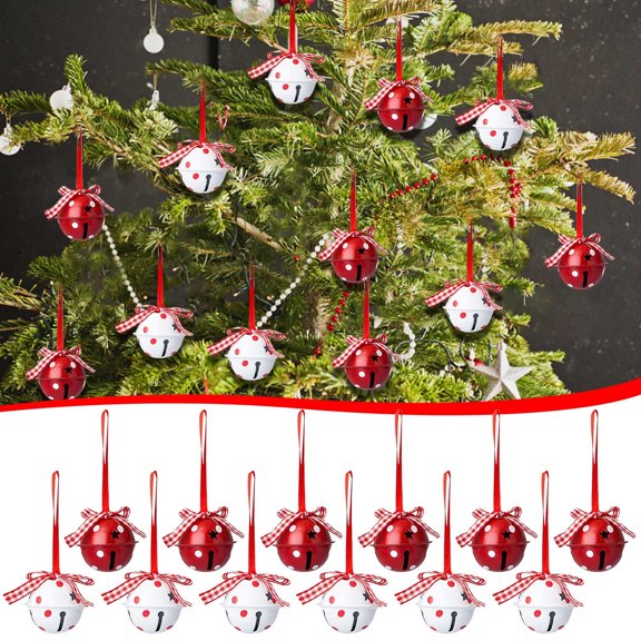 Vrorvz Christmas Decorations Christmas Ornaments Set Metal Bells Festive Tree Decoration Hanging Pendant for Indoor Christmas Tree Ornaments Shatterproof Vintage Ornaments Set 1.6in Red