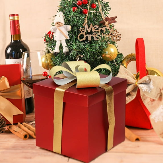 Vrorvz Christmas Decorations Indoor Christmas Ornaments Matte Gift Boxes Stackable Holiday Gift Boxes Easy Assembly Suit for Tree Display Festive Home Decor Unique DIY Experience 7.9in Red