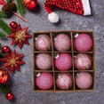 thumbnail image 1 of Vrorvz Christmas Decorations Set 9PCS Shatterproof Plastic Balls with Sequins Lace for Christmas Tree Wreaths Garlands Home Office Decor Holiday Gift Christmas Balls Ornaments 3.1in Pink, 1 of 5
