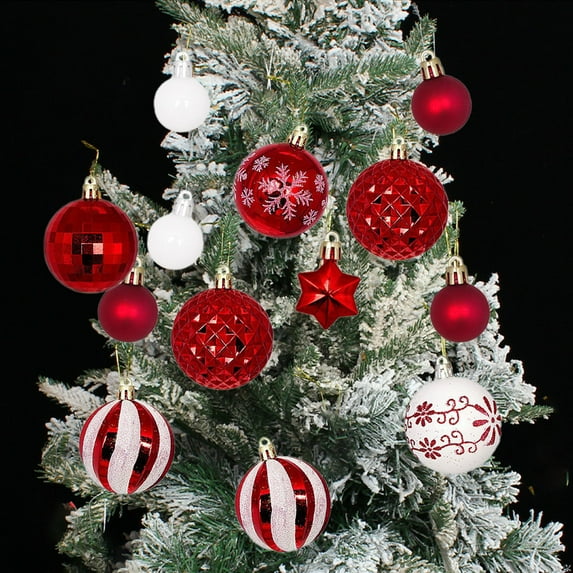 Vrorvz Christmas Decorations Set Shatterproof Hanging Balls 44 Piece Plastic Ornaments with Strings for Indoor Party Holiday Tree Decor for Home Centerpieces Railings Receptions 9.8in