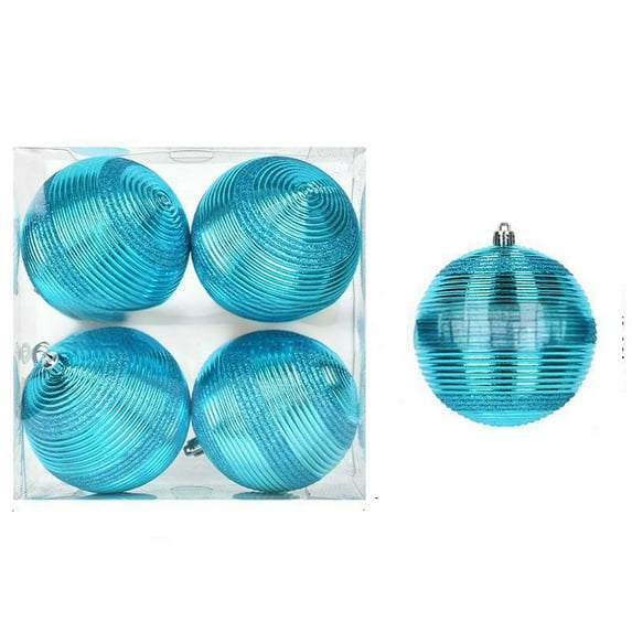 Vrorvz Christmas Decorations Striped Shatterproof Ball Set for Tree Plastic Sphere Ornaments for Indoor Hanging Home Holiday Wedding Party Decoration Classic Christmas Ornaments 3.9in Blue