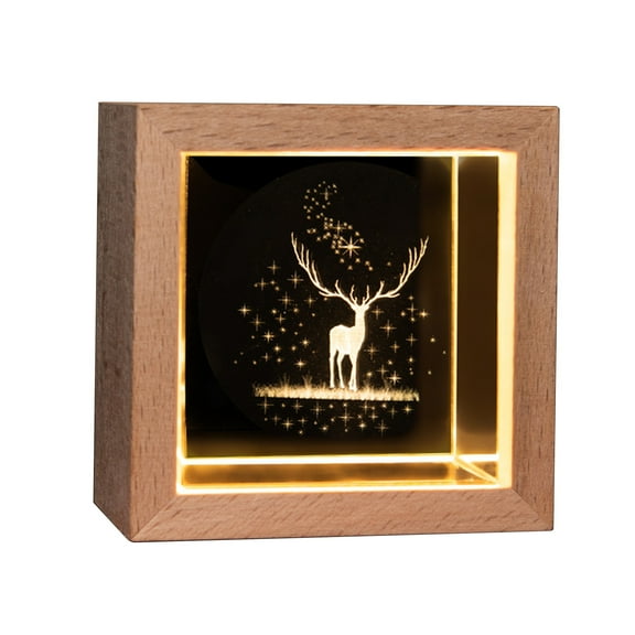 Vrorvz Christmas Decorations Warm Light Crystal Night Light with Solid Wood Craftsmanship for Cozy Festive Vibes and Intricate Detailing 2.1x2.1x1.6in Gold