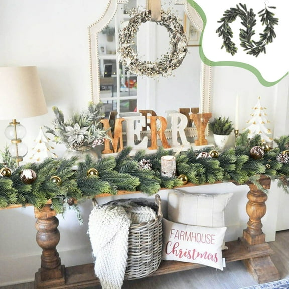 Vrorvz Christmas Garland Christmas Mantel Decor Christmas Decorations Indoor Artificial Cedar Needle Wreath Realistic Sprig Fireplace Tabletop Porch Holiday Decor Adds Festive Ambience 78.7in Green