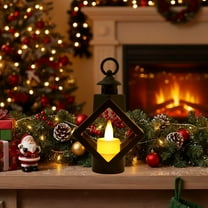 Vrorvz Christmas Led Lanterns Flickering Flameless Lights for Indoor and Outdoor Holiday Decor with Snowflake Design Suit for Mantels Windowsills And Tables 5.3x3.5in Black