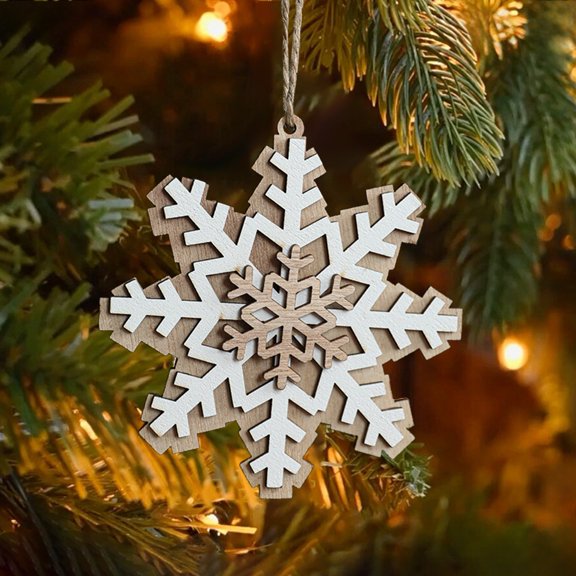 Vrorvz Christmas Ornaments Christmas Decorations Hanging Christmas Decorations Personalized Wooden Snowflake Pendant Eco Friendly Handcrafted for Tree Door Fireplace Brings Festive 3.9in White