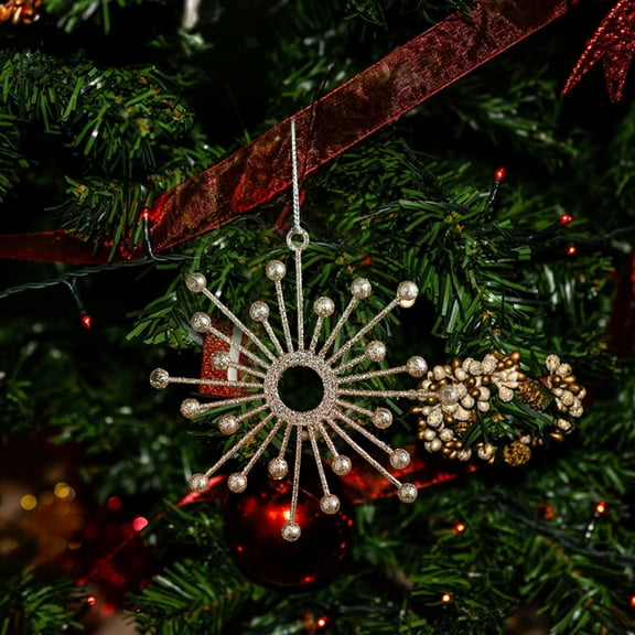 Vrorvz Christmas Ornaments Christmas Tree Decorations Christmas Garland Glitter Snowflake Pendant Shatterproof Easy Hang Home Table Centerpiece Enhance Festive Mood Holiday Decor 5.1in Gold