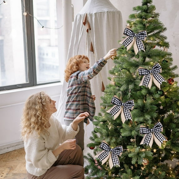 Vrorvz Christmas Ornaments Double Layered Bow with Bells for Gift Box Packaging and Christmas Tree Decor Small Cloth Bow Craft for Home Holiday Unique Christmas Ornaments Decorations Set 3.9in Gray