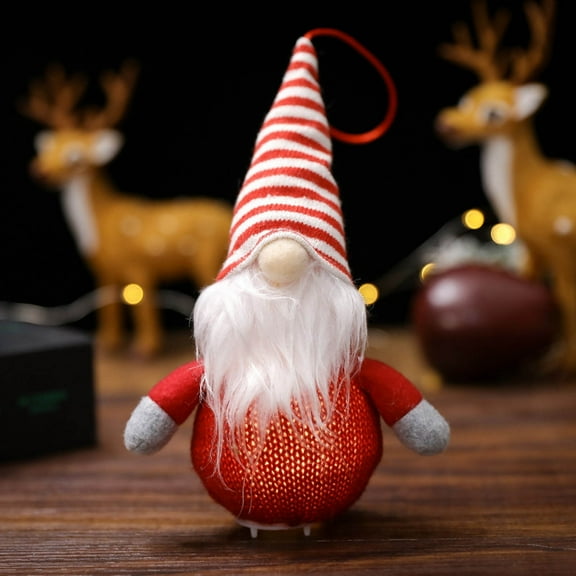 Vrorvz Christmas Ornaments Set Christmas Decorations Cute Luminous Gnome Doll Ornament Warm LED Light Handcrafted Xmas Decor for Home Shelf Office 4.9 in