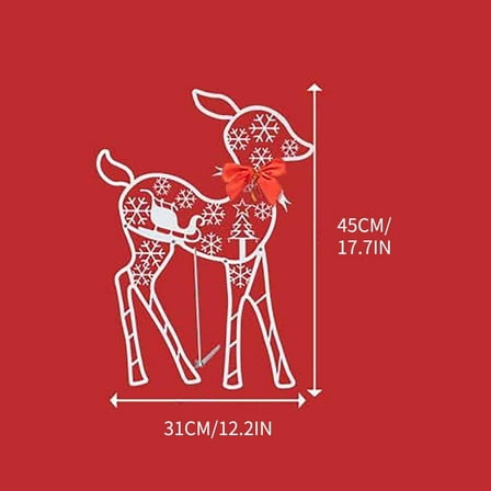 Vrorvz Christmas Outdoor Decorations Light Up Reindeer with 60 Led Lights for Patio and Yard Weather Resistant Holiday Decor for Festive Winter Atmosphere 13.8in White