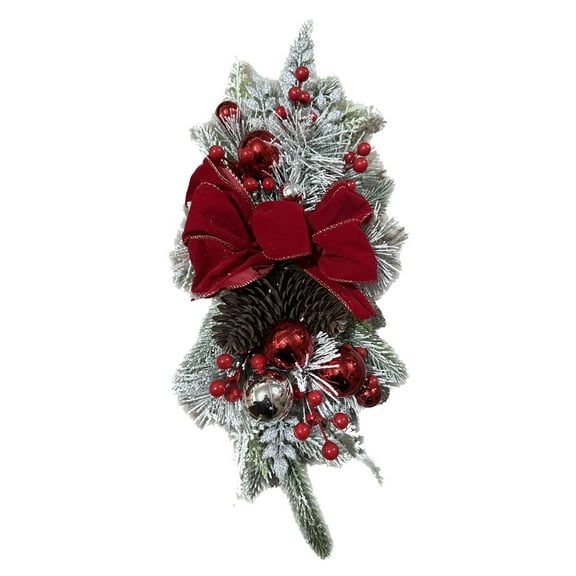 Vrorvz Christmas Rattan Upside Down Tree Wall Hanging Christmas Decorations Indoor Lights Door Hanging Restaurant Decoration Festive Home Decor Door Wall Holiday Accent 23.6In Red