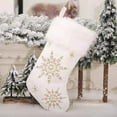 thumbnail image 1 of Vrorvz Christmas Snowflake Embroidered Stocking Christmas Decorations Christmas Ornaments Stocking Soft Non Allergic Fabric Embroidery Warm Festive Mood Tree Hearth 17.7In White, 1 of 5