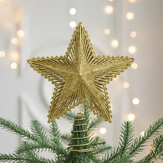 Vrorvz Christmas Tree Topper Star Lights Warm White Indoor Outdoor Decorations Bethlehem Tree Topper Easy Install 9.1In Gold