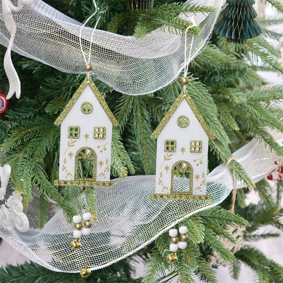 Vrorvz Christmas Wooden House Hanging Ornament Christmas Decorations Christmas Tree Holiday Decor Versatile Display Options Festive Home Decor 5.1x2.8in White