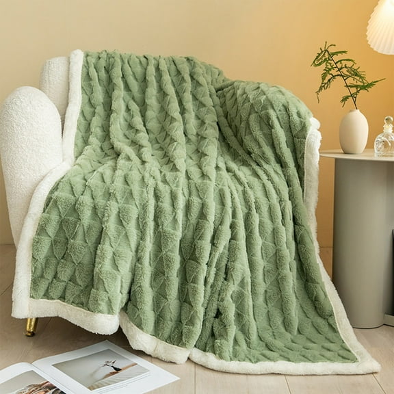 Vrorvz Cozy Fleece Throw Blanket for Home Leisure Gift with Superior Texture Avoids Pilling Color for Women 39.3x27.5in Green