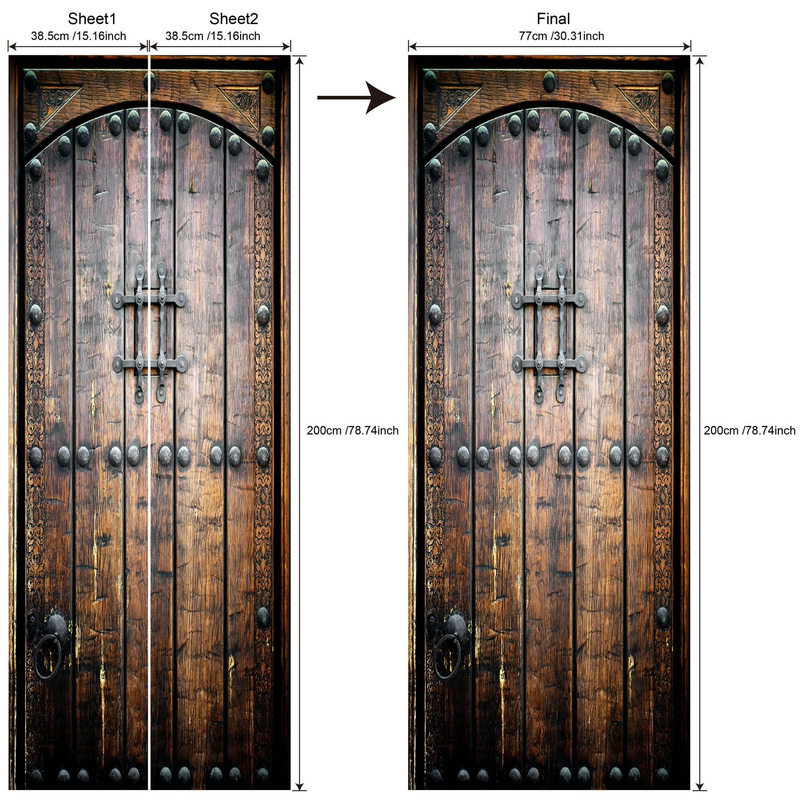 Vrorvz DIY Peel and Stick Door Murals Waterproof PVC Decals Self