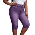 thumbnail image 1 of Vrorvz Denim Capri for Womens Slim Leg Button Waisted Capris Casual Fashion Stretchy Pants with Pockets, 1 of 5