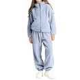 thumbnail image 1 of Vrorvz Fleece Sweater Set for Kid Fall Winter Outfits with Pockets Full Zip Sweatshirt Jogger Pants Sets Girls Clothes, 1 of 5