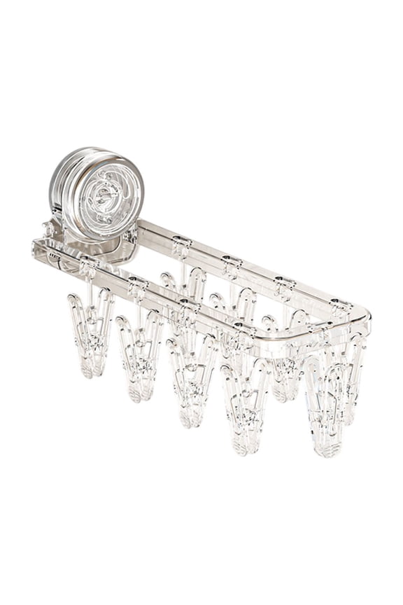 Folding Sock and Underwear Drying Rack with 9 Clips Portable Laundry Hanger for Indoor Outdoor Use with Strong Suction Cup for Lingerie Bras Scarf Gloves Towel Hat