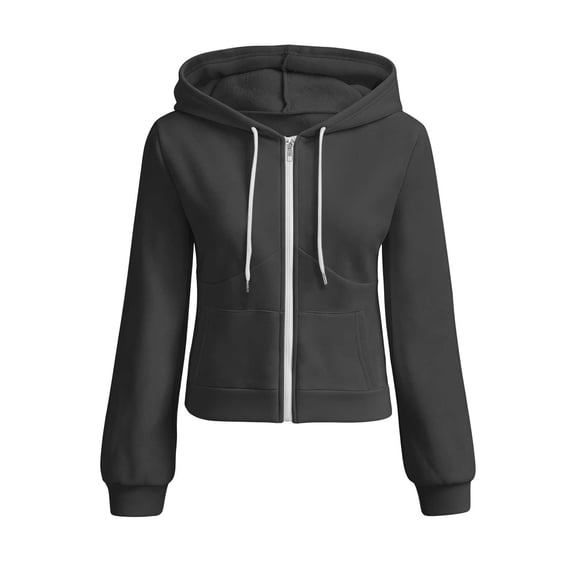 Vrorvz Full Zip Sweatshirts Hooded Drawstring Long Sleeve Top Fall Winter Casual Loose Soft Jackets