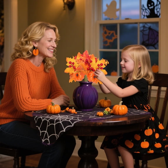 Vrorvz Halloween Maple Wreath Props with Lifelike Textures for Cozy Seasonal Decor In Home Spaces 9.8x7.9x2in