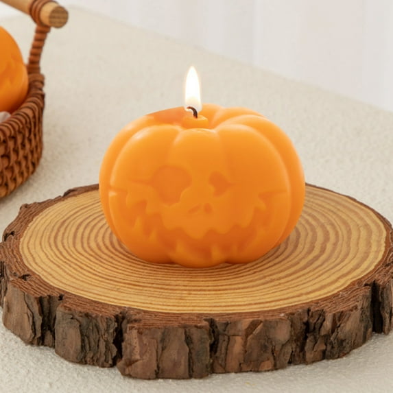 Vrorvz Halloween Pumpkin Aroma Candle for Cozy Home Decor with Calming and Handmade European Suit for Halloween Decorations Indoor Party Ambiance 2.8in Orange