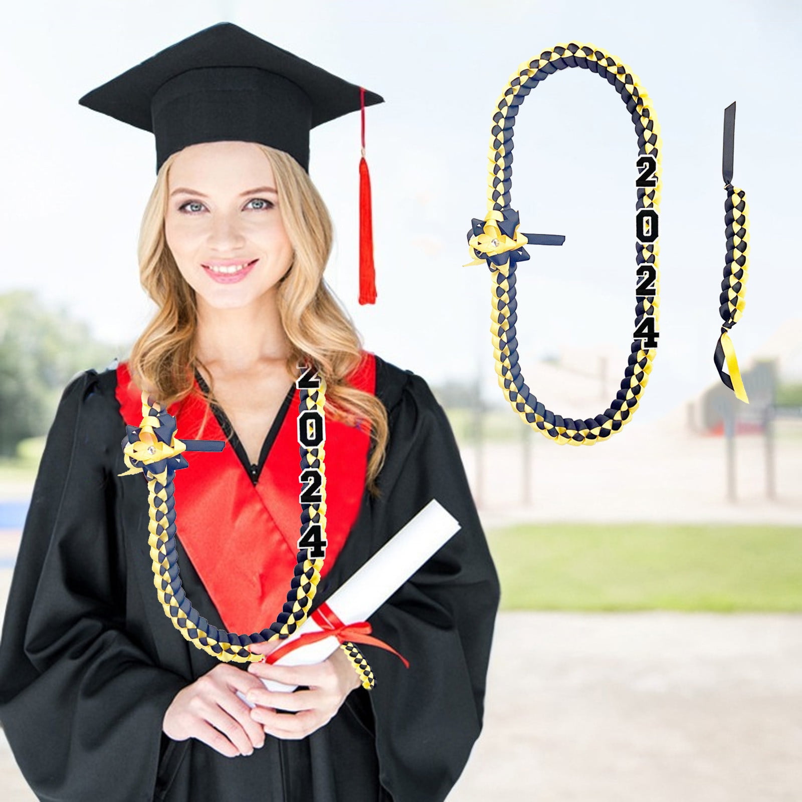 Vrorvz Handicraft Graduation Ribbon Lei Necklace and Bracelet Set Suit ...