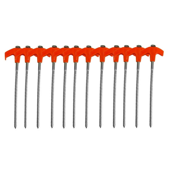 Vrorvz Hexagonal 8 Inch Ground Anchors Screw in Tent Stakes Set of 12 Easy Setup with Drill for Securing Tents Gazebos Tarps Long Lasting Steel Construction for Hard Surfaces Camping Iindispensable