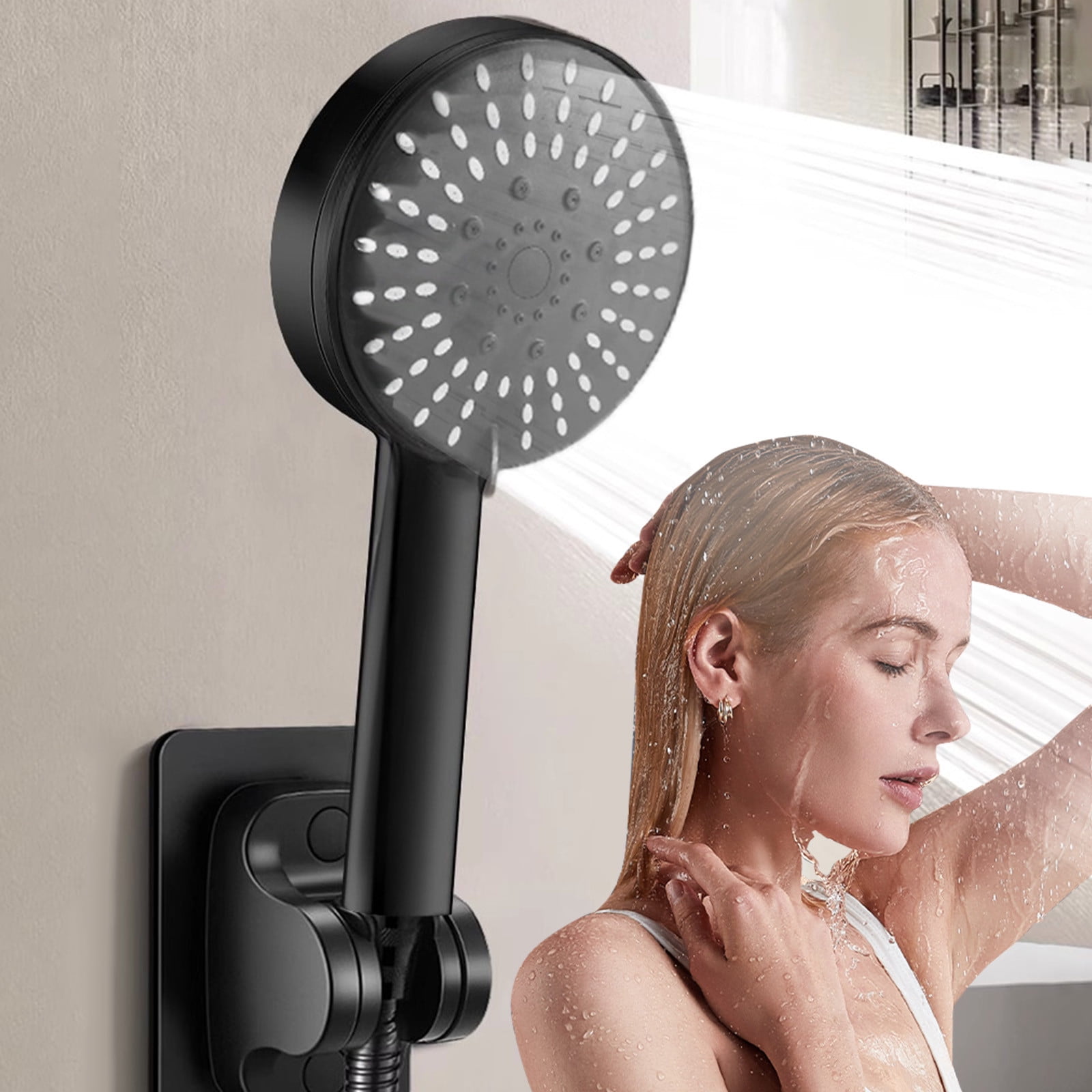 Vrorvz High Pressure Handheld Shower Head with 5 Adjustable Spray Modes ...