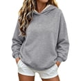 thumbnail image 1 of Vrorvz Hooded Sweatshirts for Womens Long Sleeve Crew Neck Shirts Solid Color Casual Loose Sweatshirt, 1 of 5