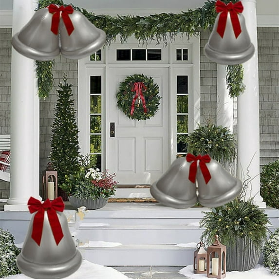 Vrorvz Inflatable Christmas Bells for Holiday Decorations with Waterproof Pvc Material Portable Design for Indoor Outdoor Festive Party Ornament 7.1in Silver