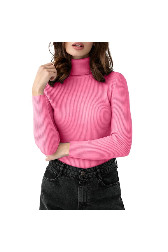 Knit Sweater for Women Turtle Neck Long Sleeve Sweaters Fall Winter Basic Thermal Soft Pullover Top