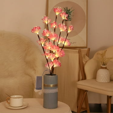 Vrorvz LED Lighted Flower Arrangement Branches with 20 Glowing Branches for Home Decoration Battery Powered Warm White Lights Bendable for Parties and Holidays