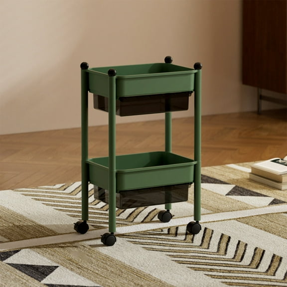 Vrorvz Large Capacity Wheeled Cart Storage Rack for Home Organization Multi Layer with Drawers for Living Room Kitchen Versatile Plastic Cabinet Easy Installation