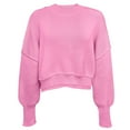 thumbnail image 1 of Vrorvz Lightweight Knitted Sweater for Women Solid Color Crew Neck Long Sleeve Pullover Blouse Casual Trendy Cropped Tops, 1 of 5