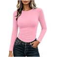 thumbnail image 1 of Vrorvz Long Sleeve Shirts for Womens Crew Neck Slim Top Fall Winter Soft Stretch Basic Tee Ladies Undershirt, 1 of 5