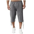 thumbnail image 1 of Vrorvz Men Capri Pants 3/4 Loose Long Shorts Casual Drawstring Waist Lightweight Beach Summer Capris with Pocket, 1 of 8
