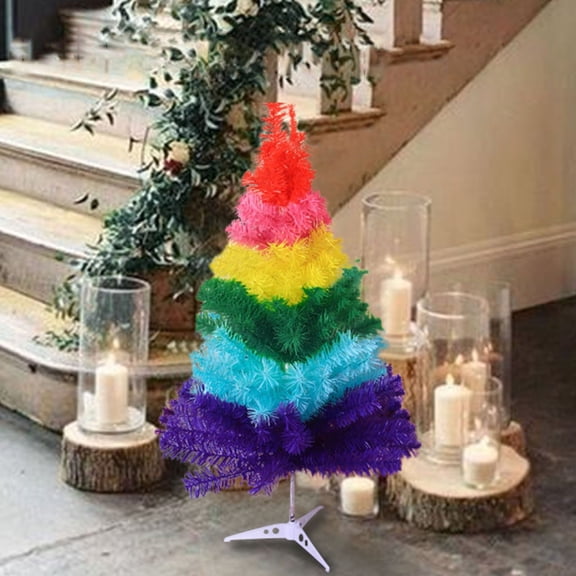 Vrorvz Mini Christmas Tree with Elegant Design for Desk and Tabletop Holiday Decor Versatile Decoration Options Long Lasting Materials Easy Assembly Suit for Home and Office 17.7in Multicolor