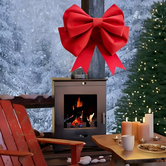 Vrorvz Outdoor Christmas Decorations Large Bow with Led Lights Holiday Decor Stunning Versatile Indoor Outdoor Scene Setup Easy Install Reusable Christmas Spring Festival Decor 19.7in Red