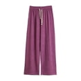 thumbnail image 1 of Vrorvz Plus Size Wide Leg Pants for Womens Drawstring Elastic Waist Palazzo Lounge Pant with Pockets 3X-5X, 1 of 7