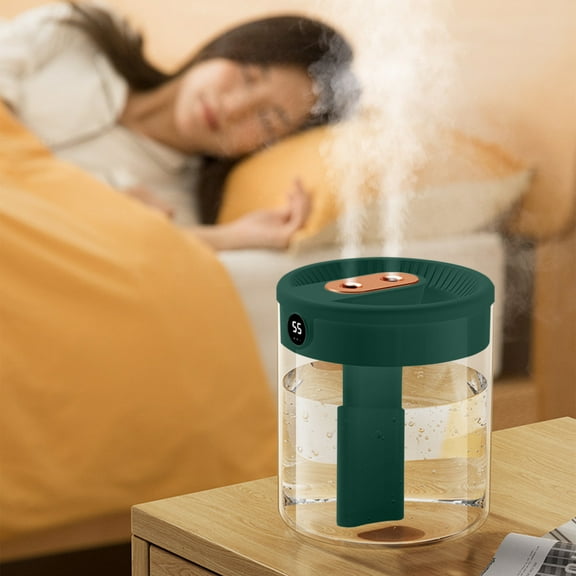 Vrorvz Portable USB Humidifier with Humidity Display Quiet Cool Mist for Bedroom Office and Plants Easy to Clean 67.6 fl oz Water Tank 20 Hours Run Time Low Noise Night Light Feature