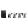 thumbnail image 1 of Vrorvz Portable Wine Cups Set of 4 Stainless Steel Shot Glasses for Hiking Camping Parties with Black Leather Carrying Case Long Lasting Cold Drink Container 1.0 fl oz Capacity, 1 of 8