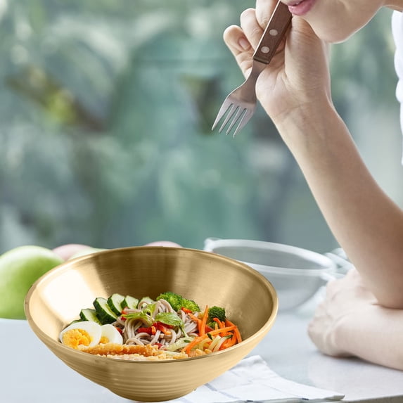 Vrorvz Premium Stainless Steel Multi Purpose Bowl for Ramen,Noodles,Rice Cooking,Easy to Clean,Microwave Oven Safe,Ideal for Home and Commercial Use(Gold,4.7 in)
