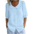 thumbnail image 1 of Vrorvz Printed Top Womens 3/4 Sleeve Button down Collared Tops Summer Business Blouses Casual Work Outfit, 1 of 5