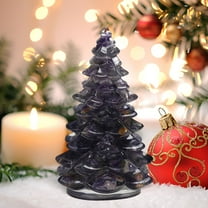 Vrorvz Resin Christmas Tree Home Decoration Christmas Ornaments Christmas Decor Tabletop Crystal Ornament Exquisite Art Statue for Living Room Office Desk Shelf Purple