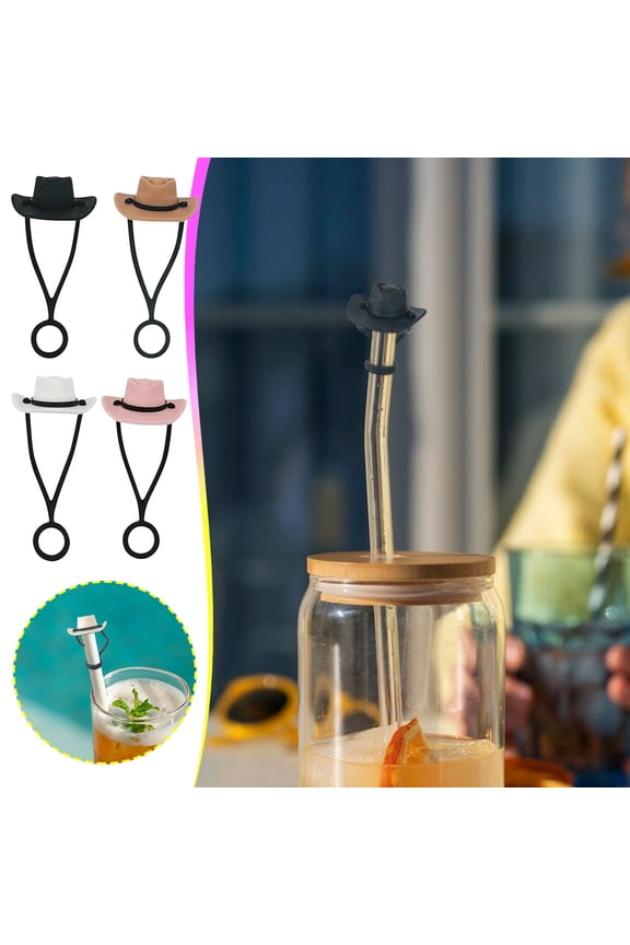Reusable Straw Plug Cup Accessories Airtight Seal Cowboy Hat Design Suit Straws 6 10mm Dishwasher Safe Suit for Outdoor Activities Long Lasting and Easy to Clean