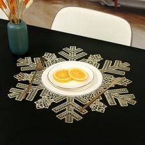 Vrorvz Round Placemat Christmas Table Decorations Heat Resistant Easy to Clean for Wedding Party Holiday Versatile Stylish Designs 17.3x17.3x0.2in Gold